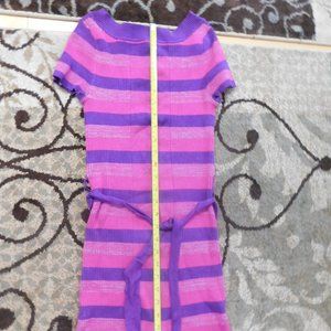 Bongo Stretchy Bodycon Sweater Dress Purple and Pink Striped